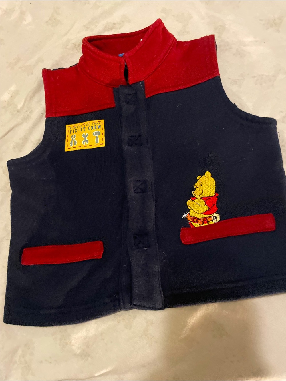 Vintage Winnie the Pooh Navy & Red Fleece Vest